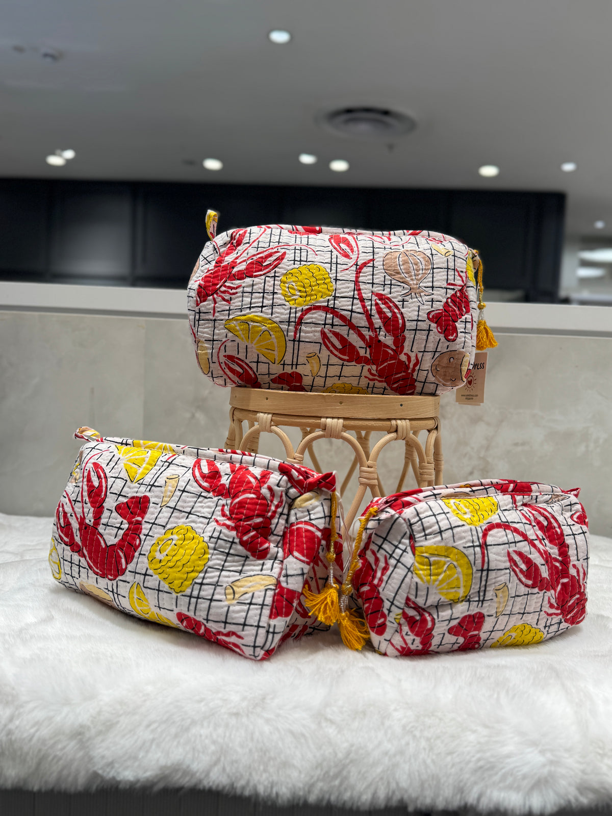 Handblock Pouch I Lobster