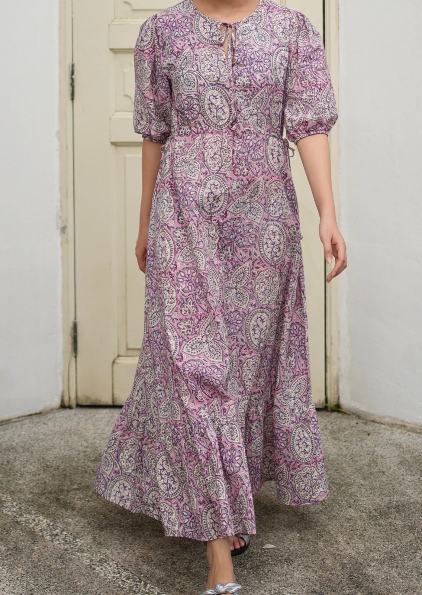 Lois Draw-string Maxi Dress - Pink Whisper