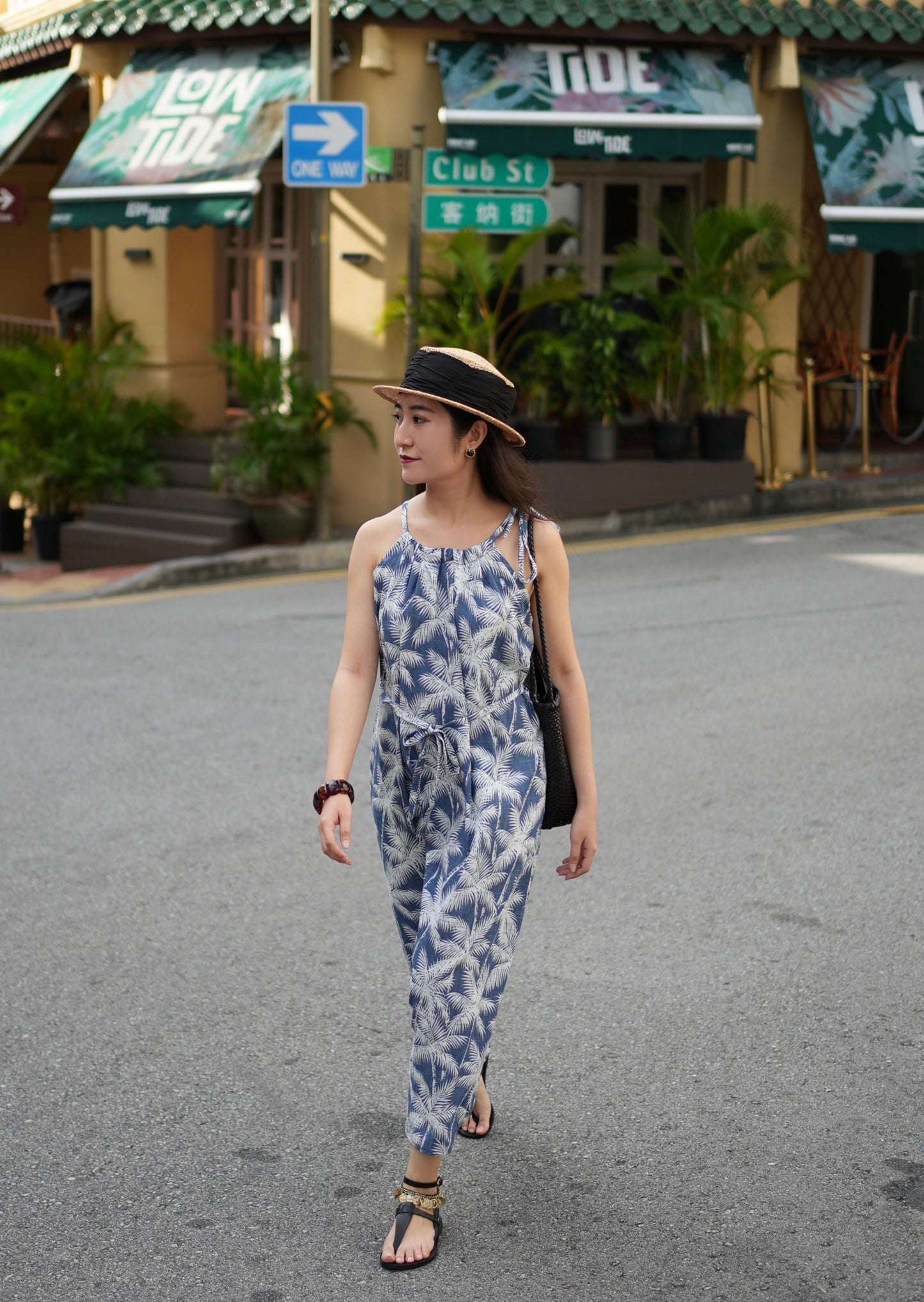 Dalis Dress - Denim Palm