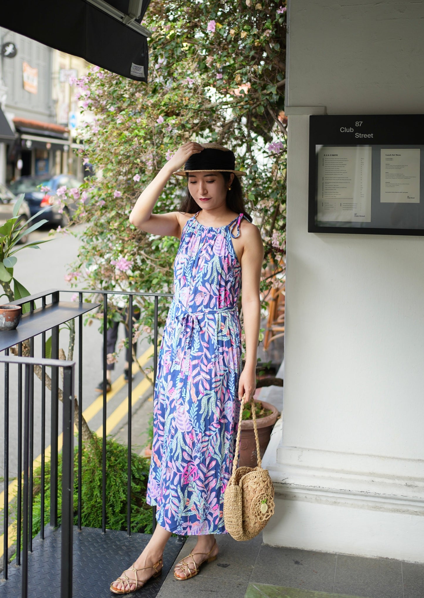 Dalis Dress - Navy Coral