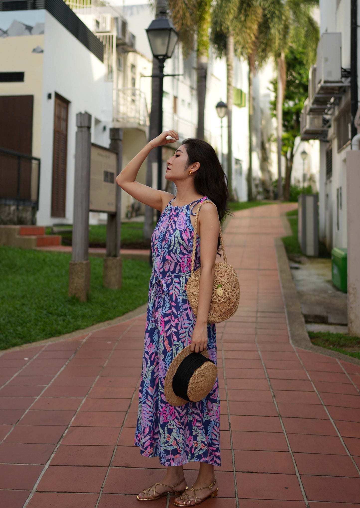 Dalis Dress - Navy Coral
