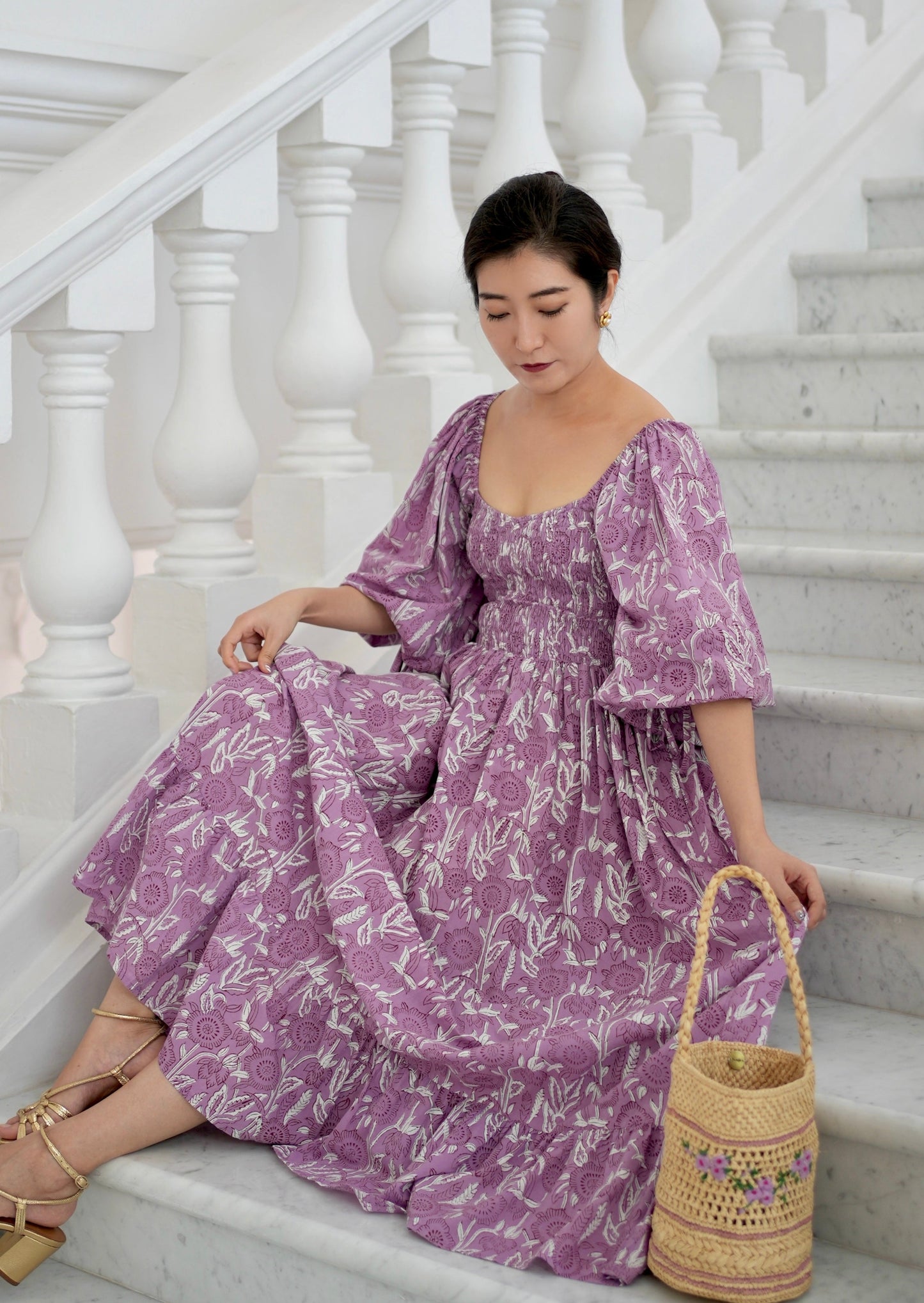 Renee Puff Sleeve - Lilac Floral