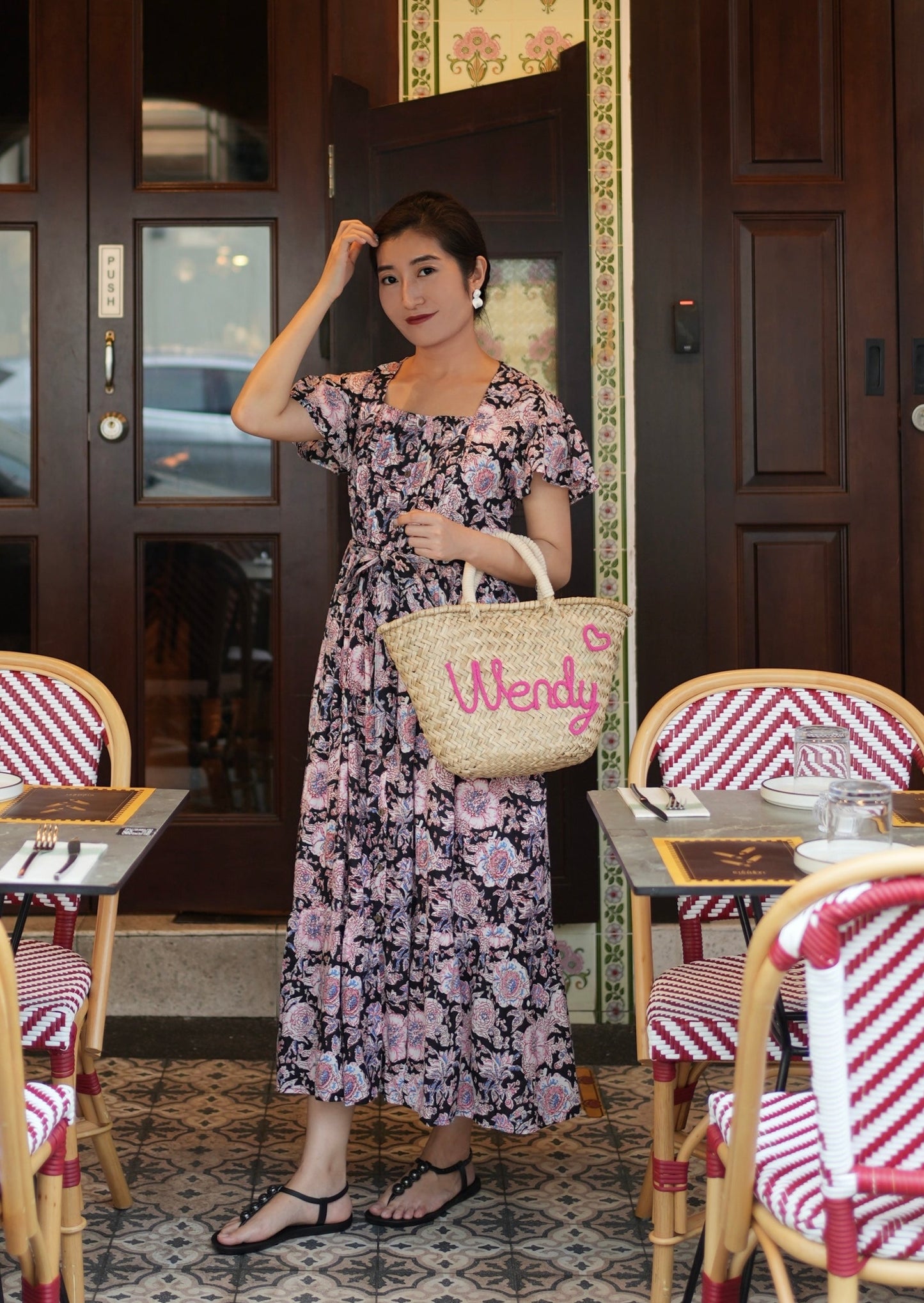Amelia Pin Tuck Dress - Black Pink
