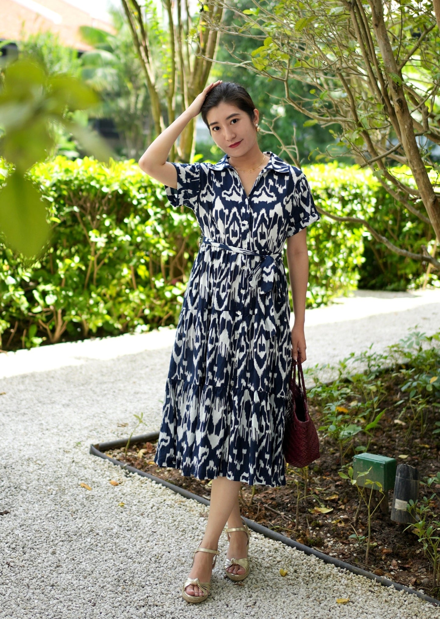 Whitney Shirt Dress - White Navy