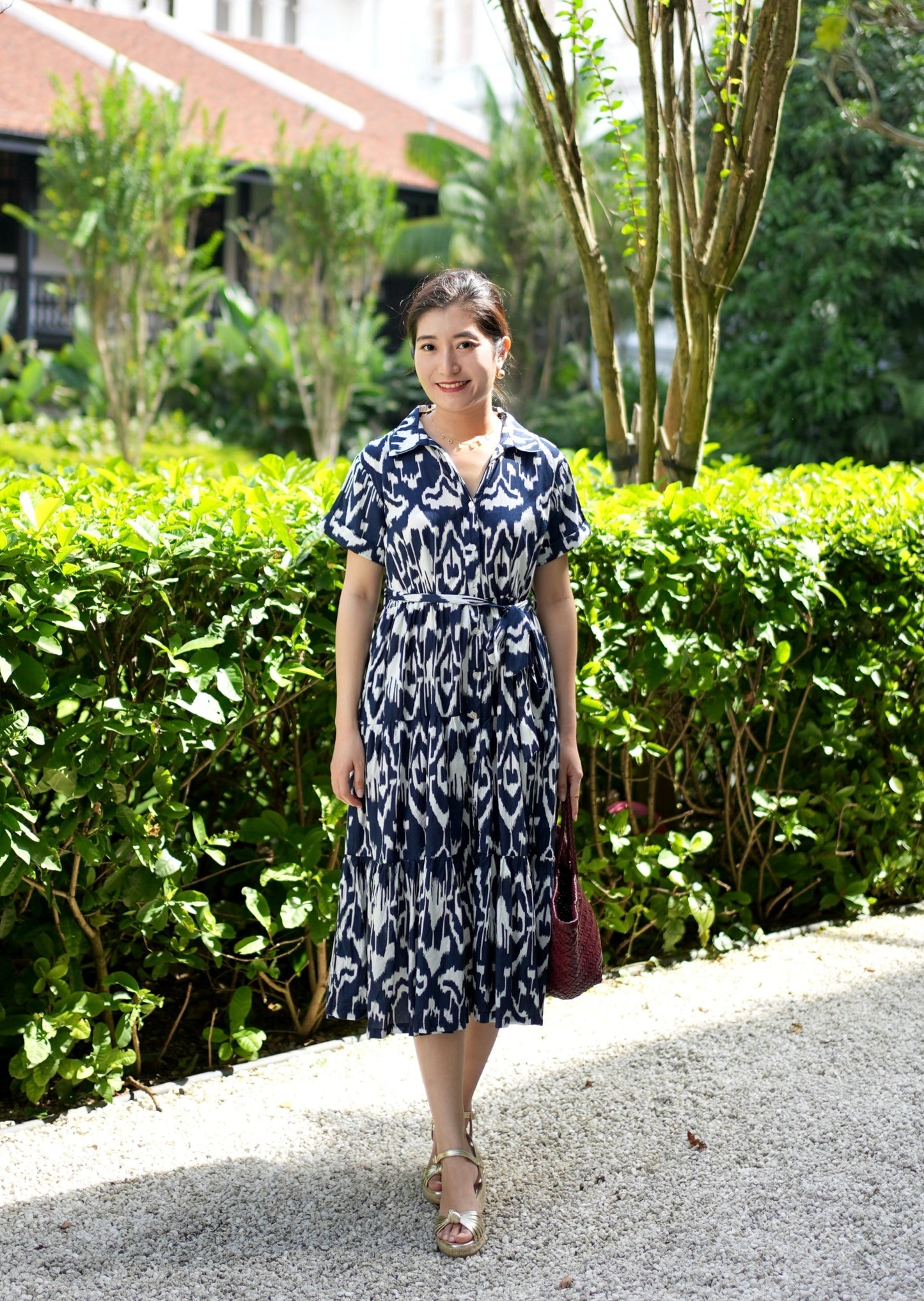 Whitney Shirt Dress - White Navy