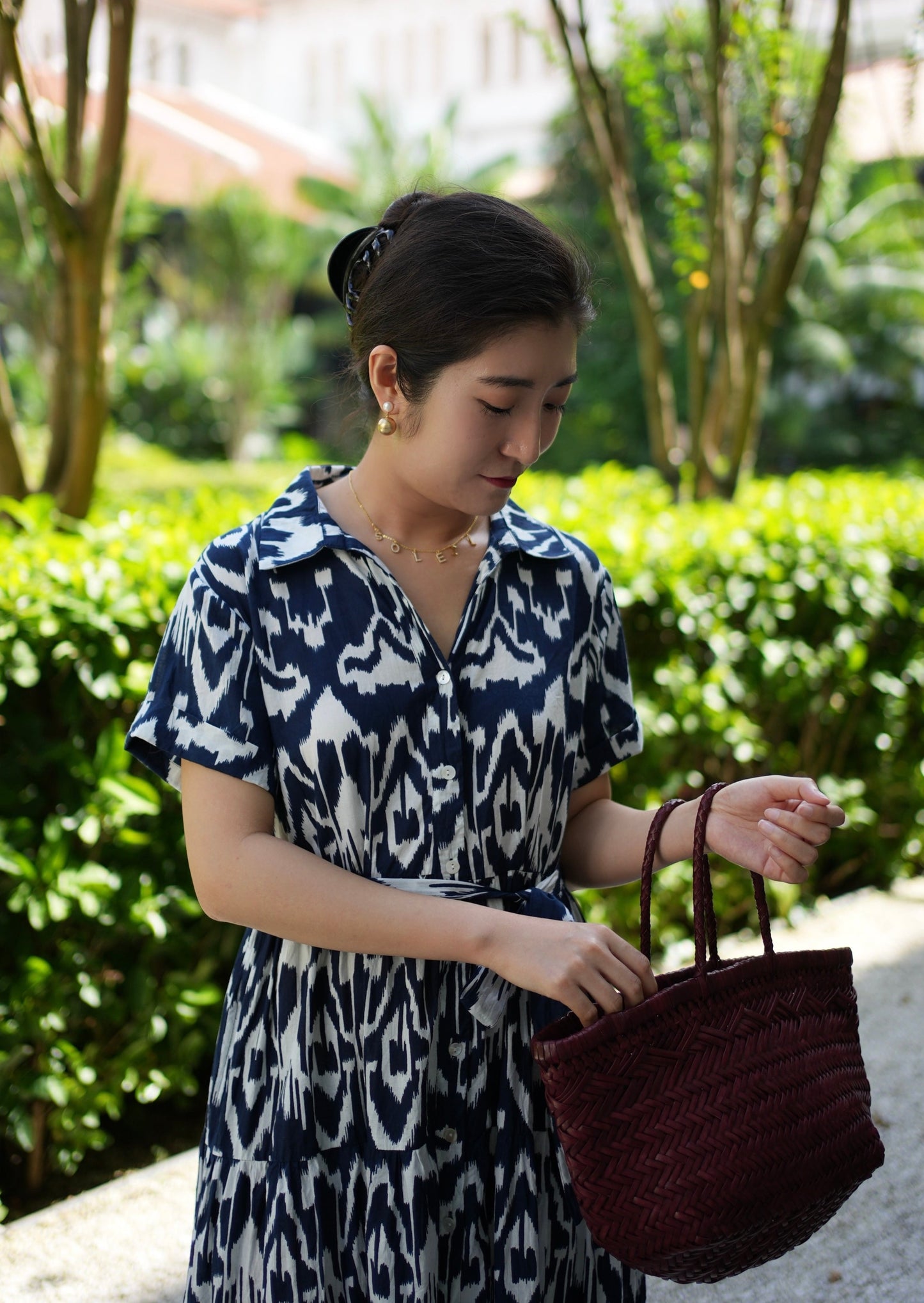 Whitney Shirt Dress - White Navy