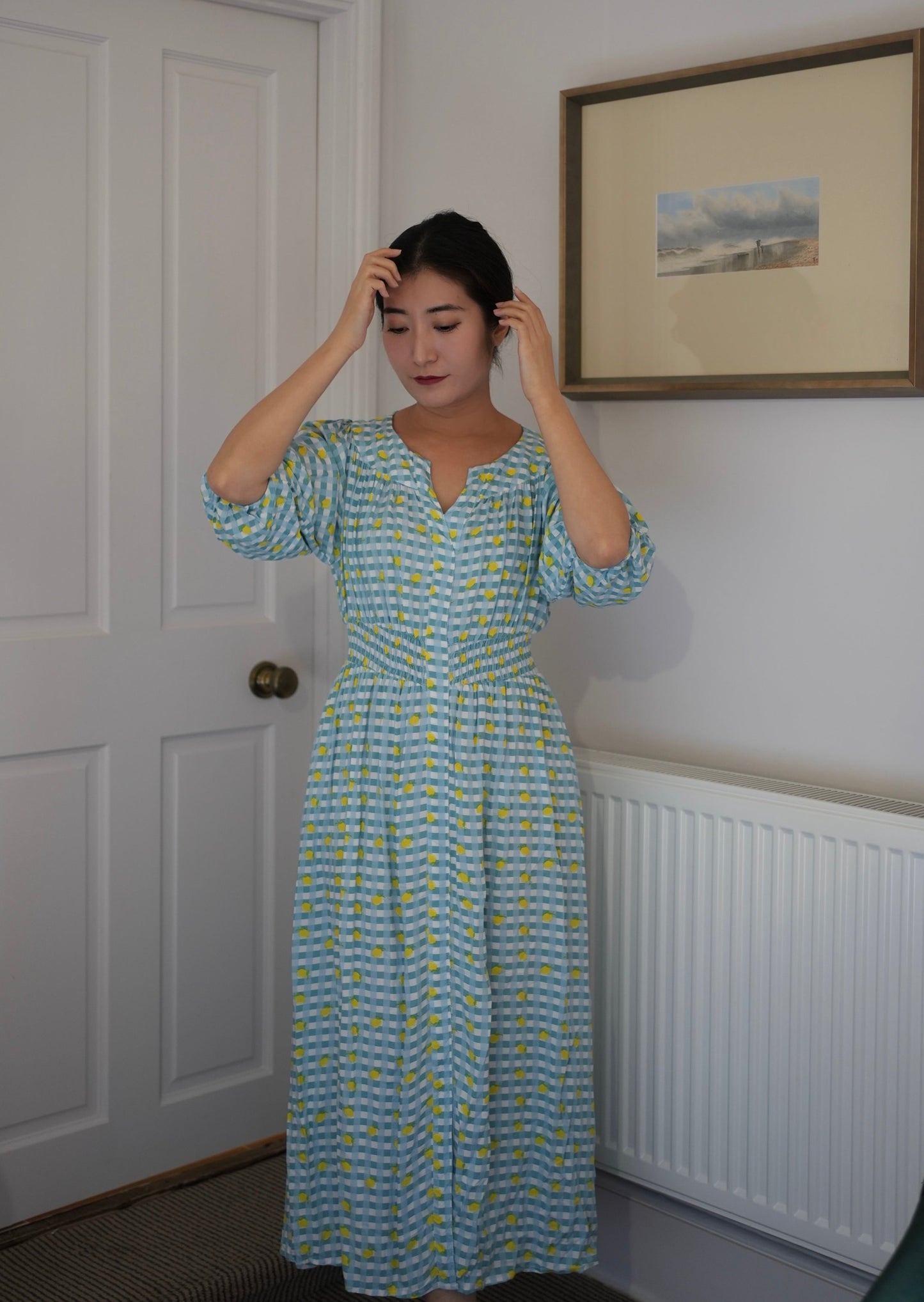 Julia Dress - Lemon Blue
