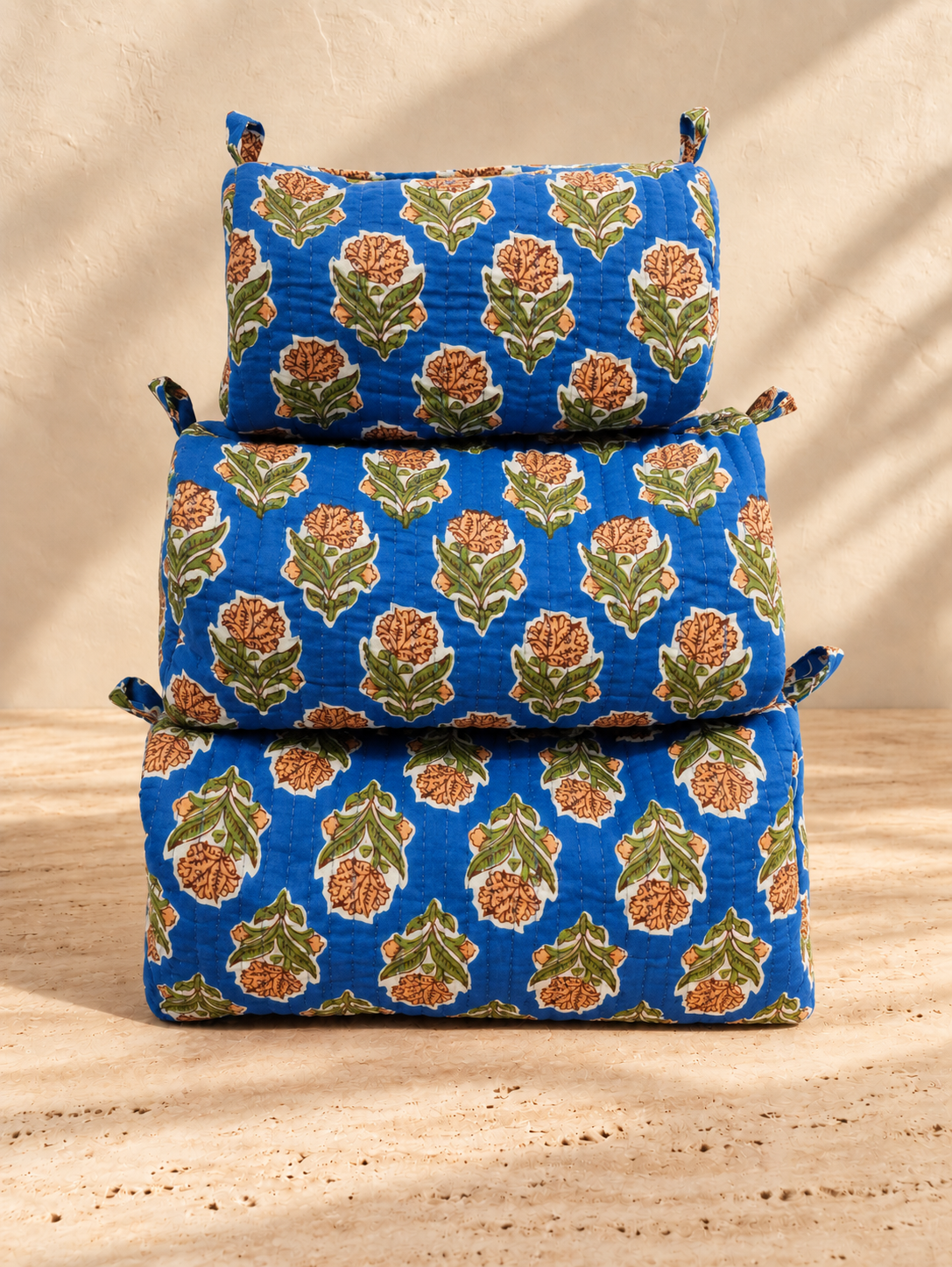 Handblock Pouch I Blue Garden