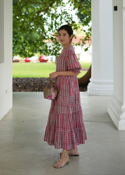 Elaine Dress - Garden Rouge