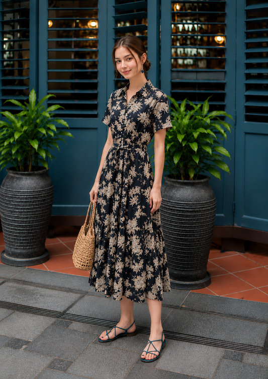 Whitney Shirt Dress - Midnight Black