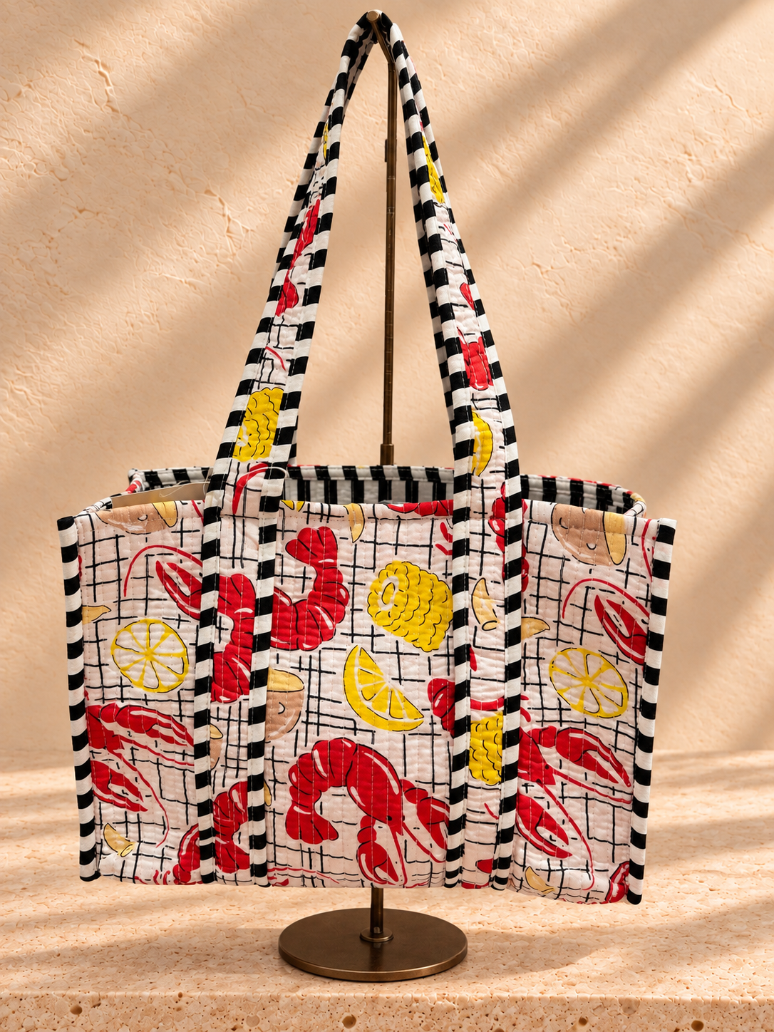 Handblock Tote Bag I Lobster