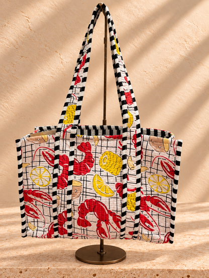 Handblock Tote Bag I Lobster
