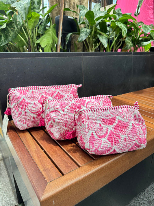 HANDBLOCK COTTON POUCH - S. M. L