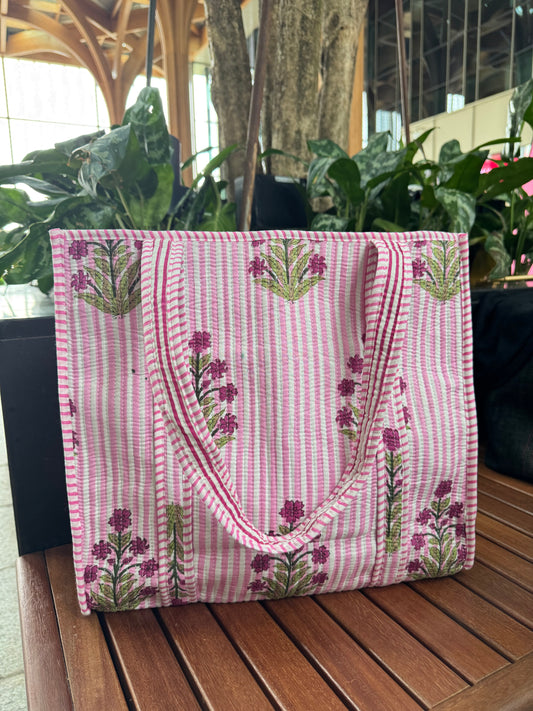 MID SIZE HANDBLOCK COTTON BAG