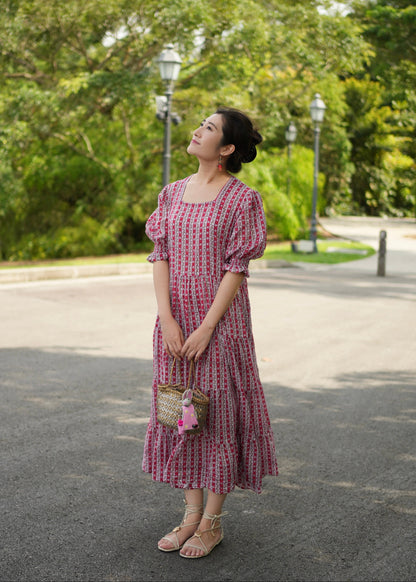 Elaine Dress - Garden Rouge