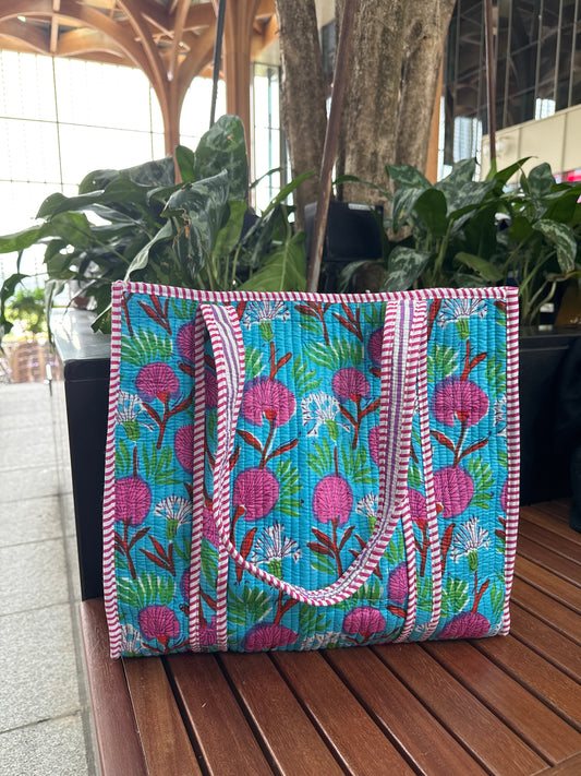 MID SIZE HANDBLOCK COTTON BAG