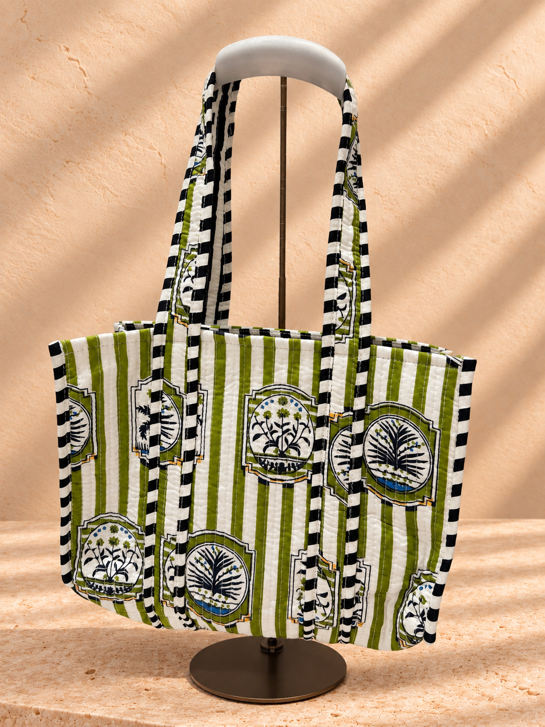 Handblock Tote Bag I Alfresco Green