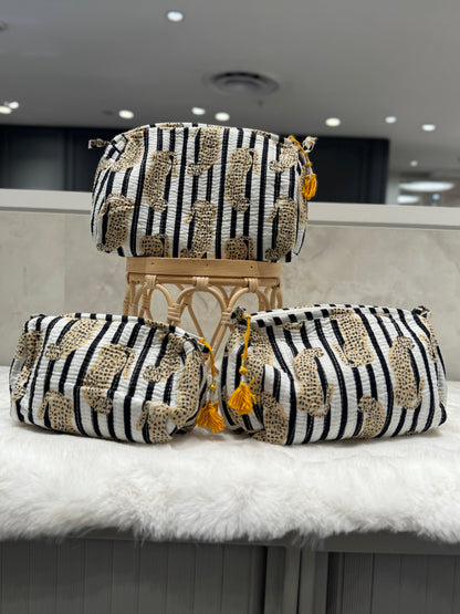 Handblock Pouch I Mono Leopard