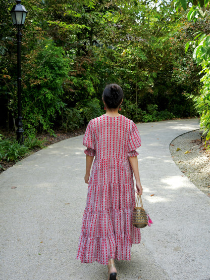 Elaine Dress - Garden Rouge