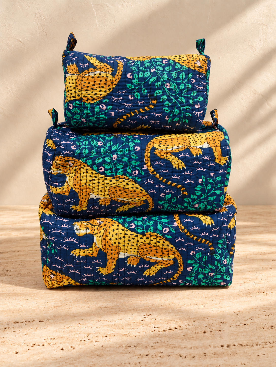 Handblock Pouch I Leopard Blue