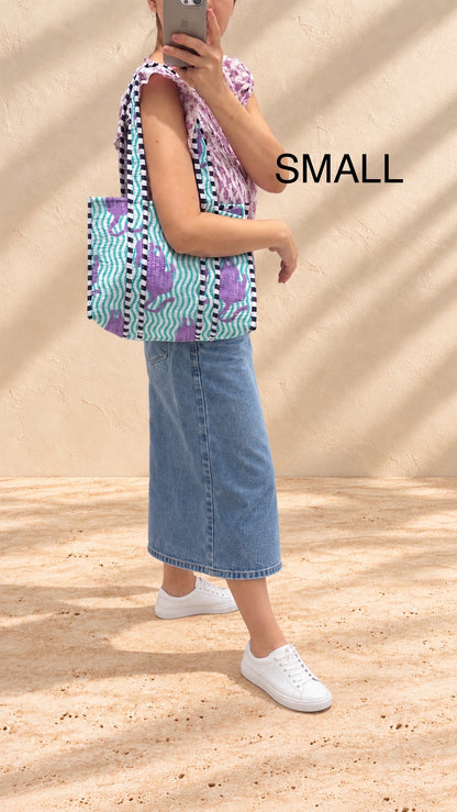Handblock Tote Bag I Mono Leopard
