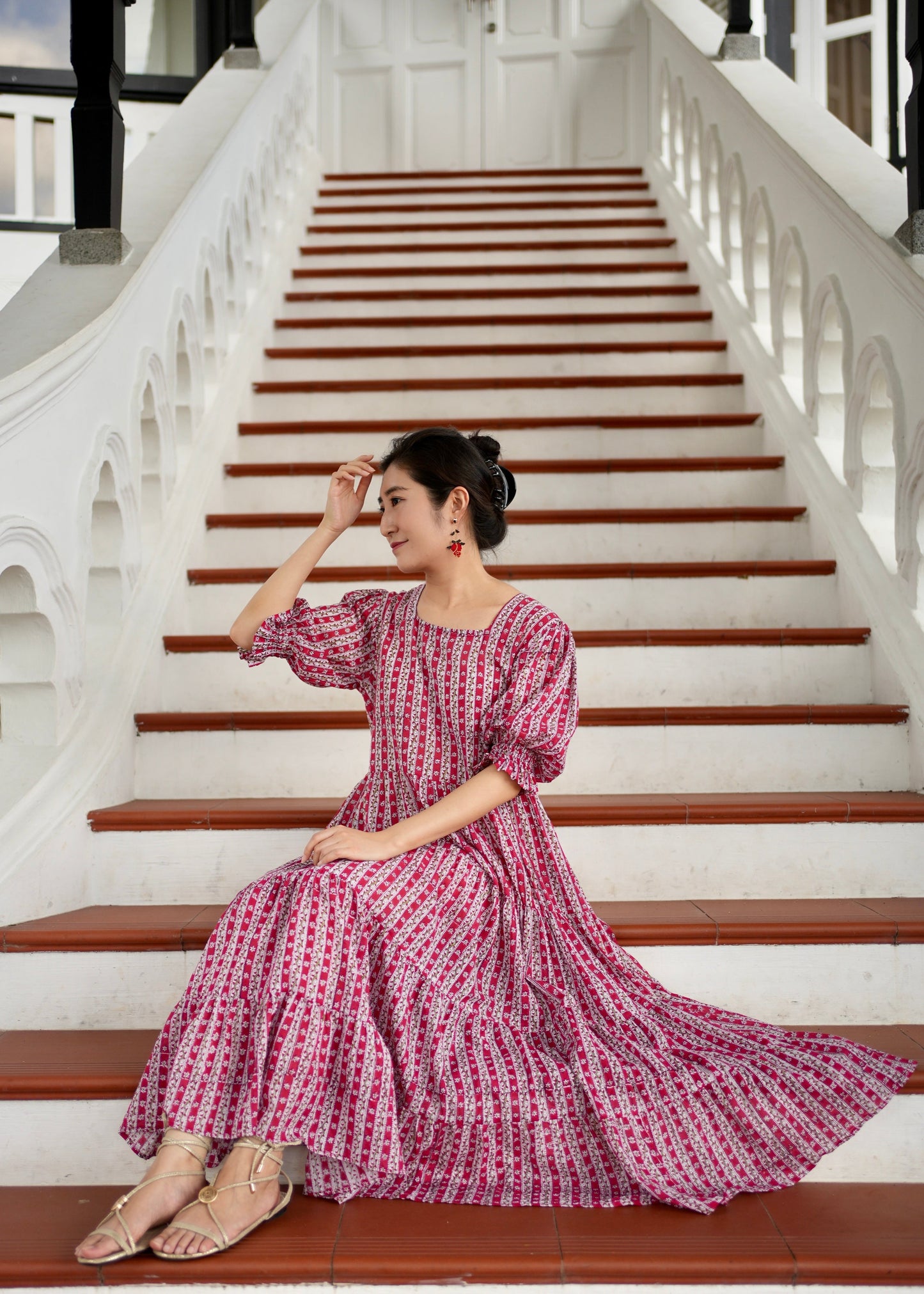 Elaine Dress - Garden Rouge