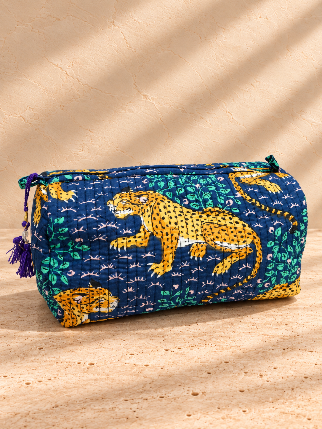 Handblock Pouch I Leopard Blue