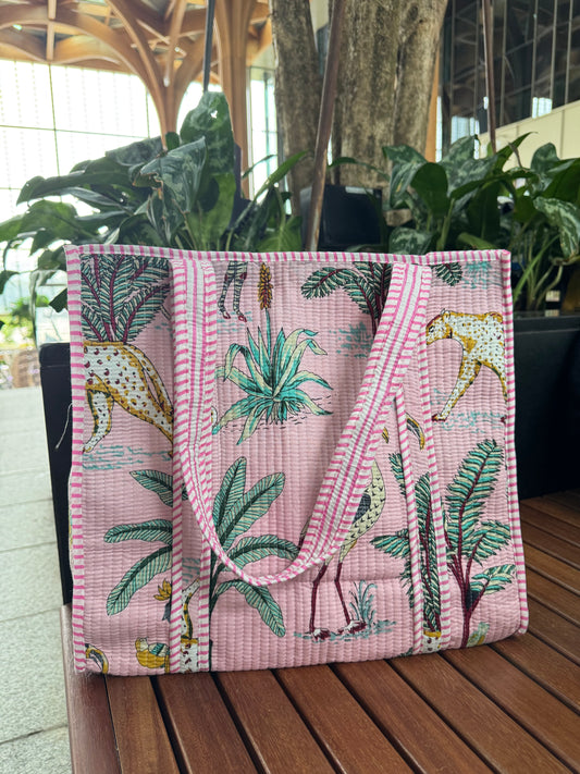 MID SIZE HANDBLOCK COTTON BAG