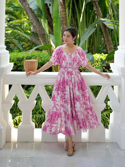 Willa Puff Sleeve Maxi Dress - Pink Romance
