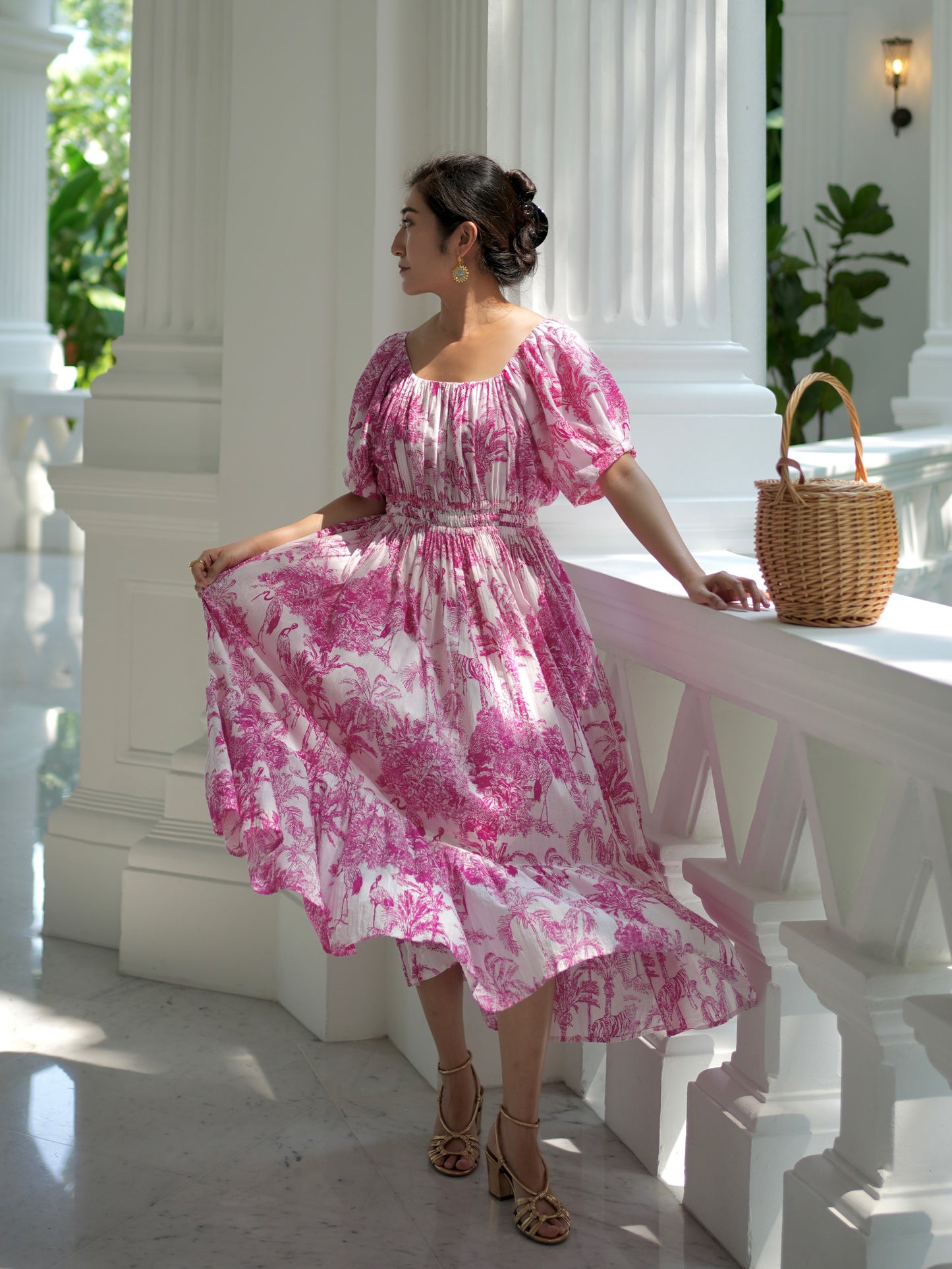 Willa Puff Sleeve Maxi Dress - Pink Romance
