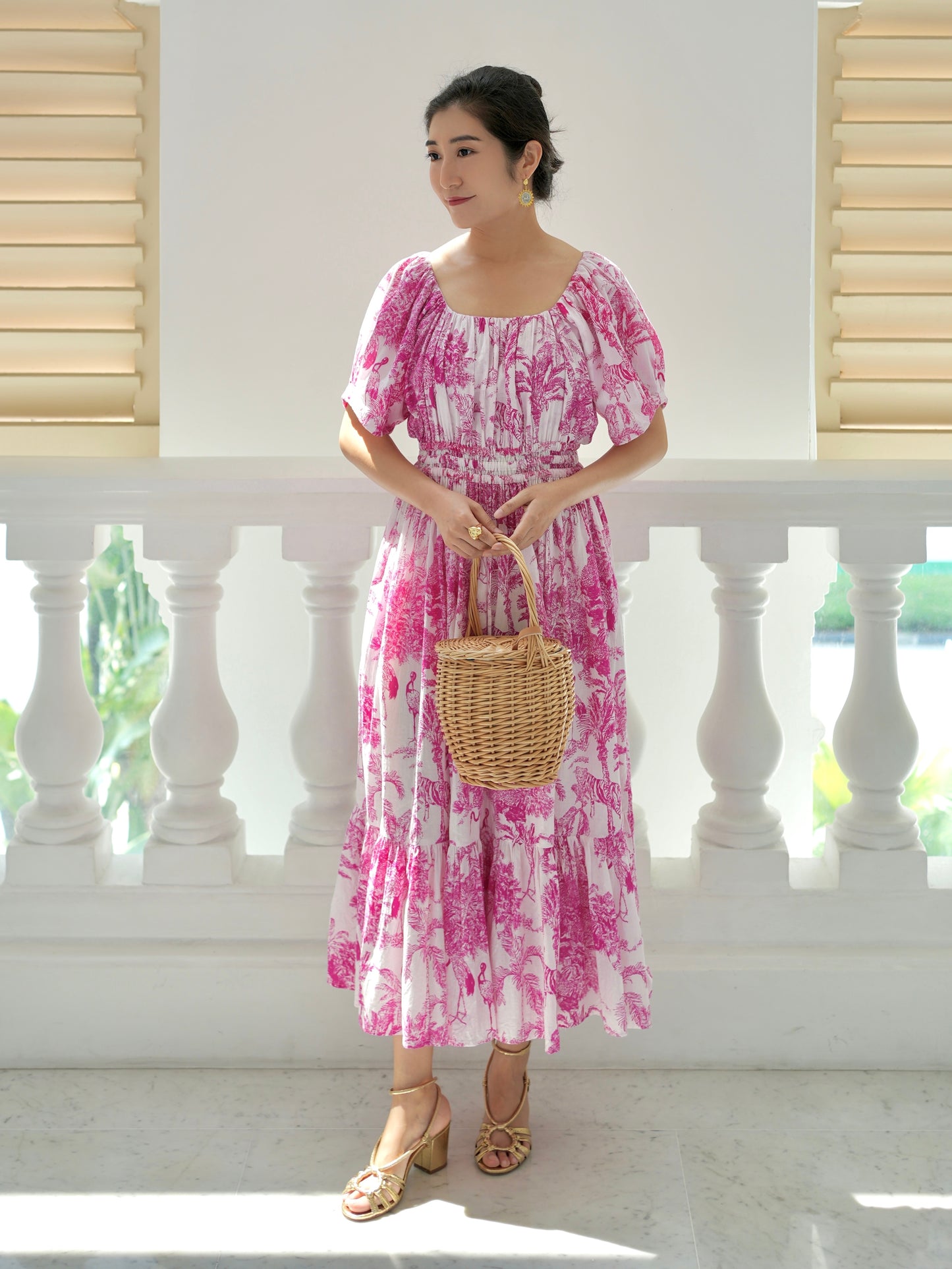 Willa Puff Sleeve Maxi Dress - Pink Romance