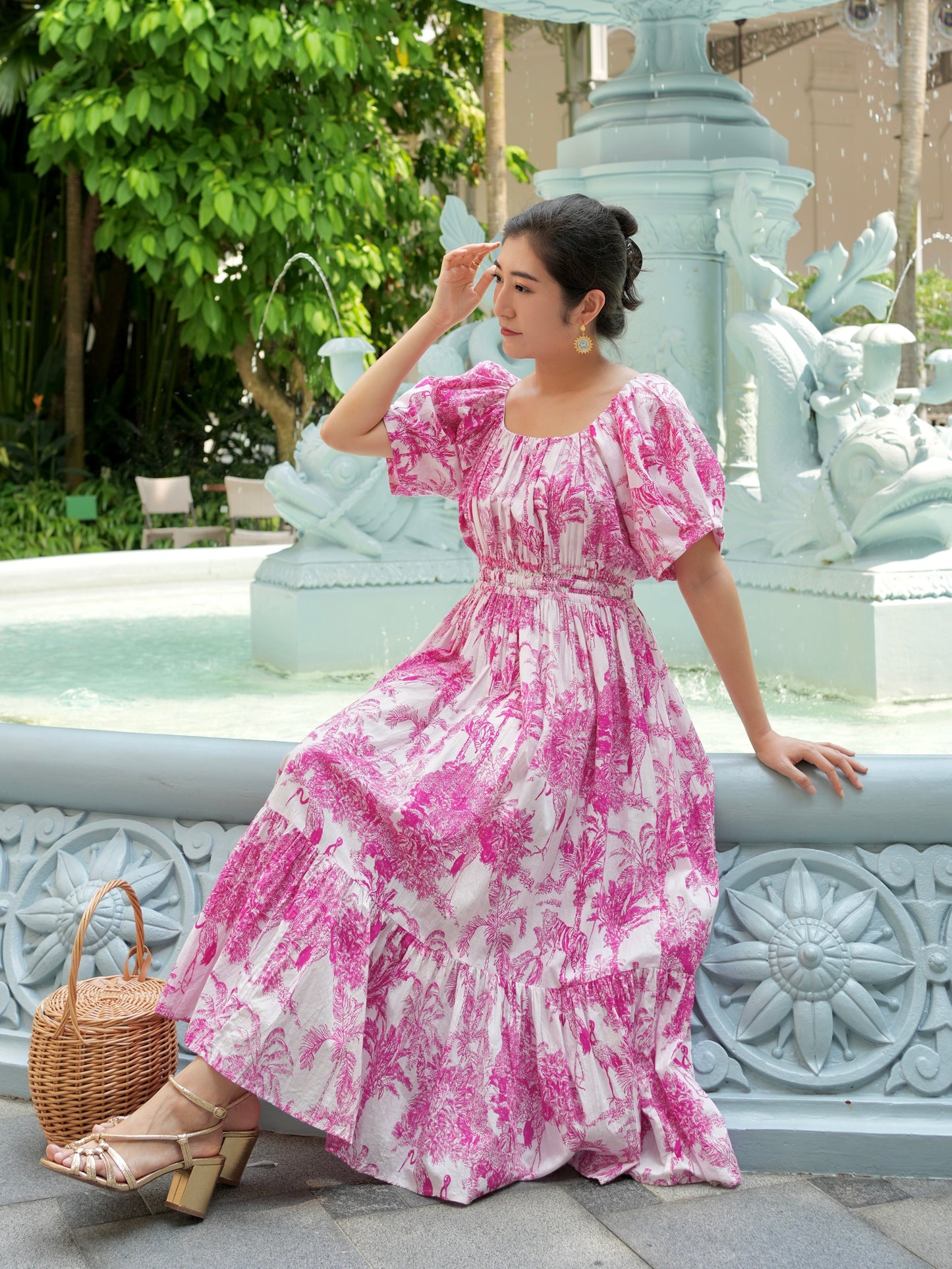 Willa Puff Sleeve Maxi Dress - Pink Romance