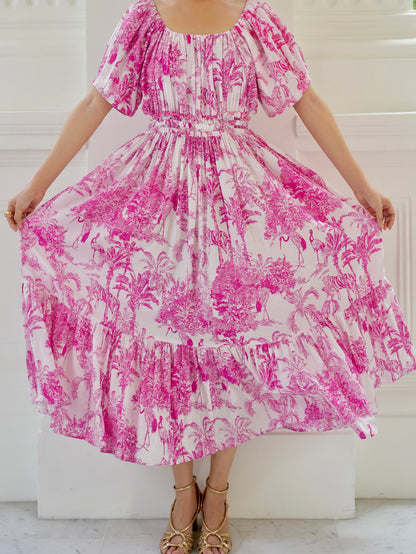 Willa Puff Sleeve Maxi Dress - Pink Romance