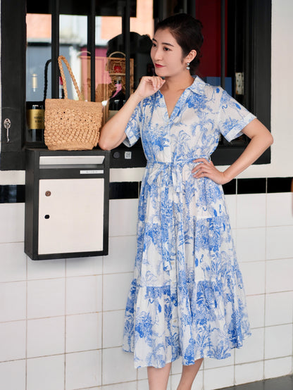 white blue shirt dress Whitney Shirt Dress