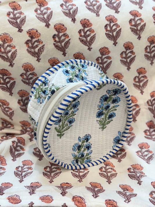 ROUND HANDBLOCK COTTON POUCH