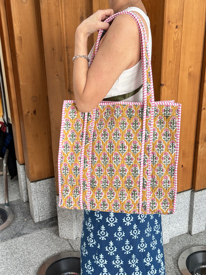 MID SIZE HANDBLOCK COTTON BAG