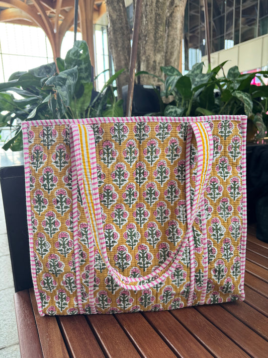 MID SIZE HANDBLOCK COTTON BAG