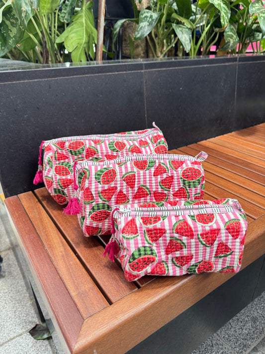 HANDBLOCK COTTON POUCH - S. M. L