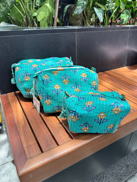 HANDBLOCK COTTON POUCH - S. M. L