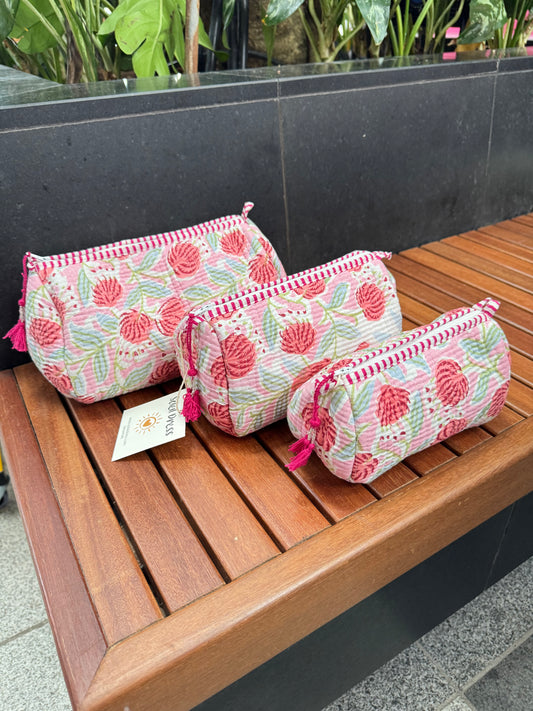 HANDBLOCK COTTON POUCH - S. M. L