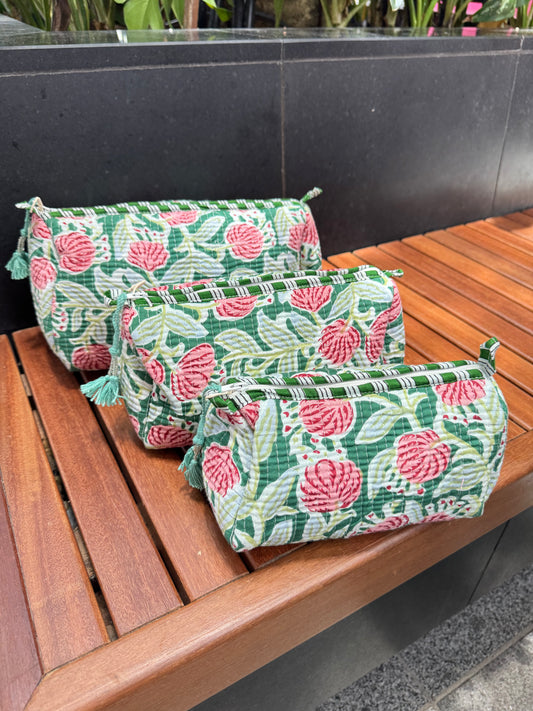 HANDBLOCK COTTON POUCH - S. M. L