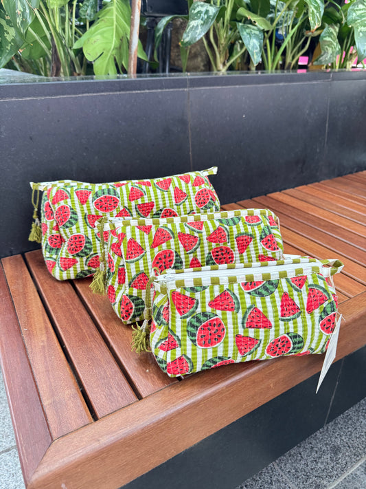 HANDBLOCK COTTON POUCH - S. M. L