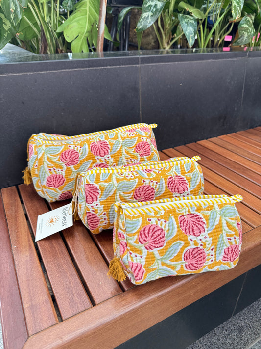 HANDBLOCK COTTON POUCH - S. M. L