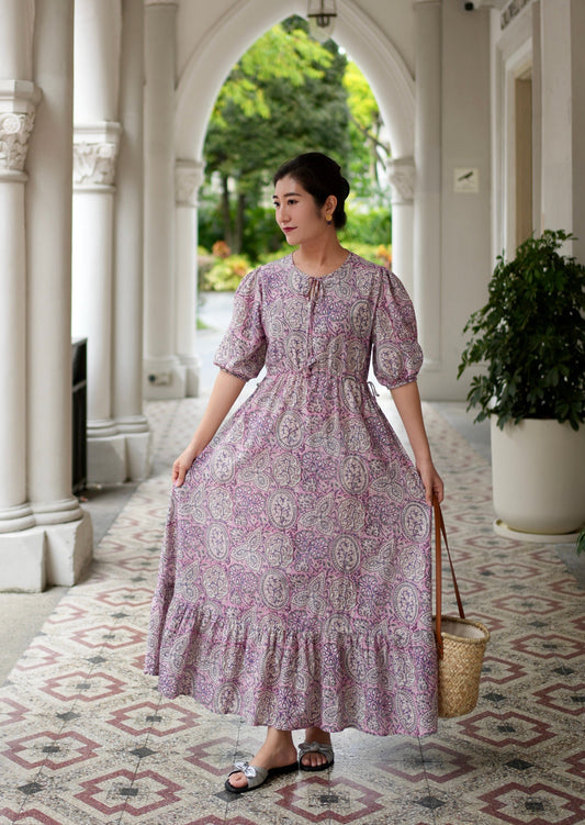 Lois Draw-string Maxi Dress - Pink Whisper