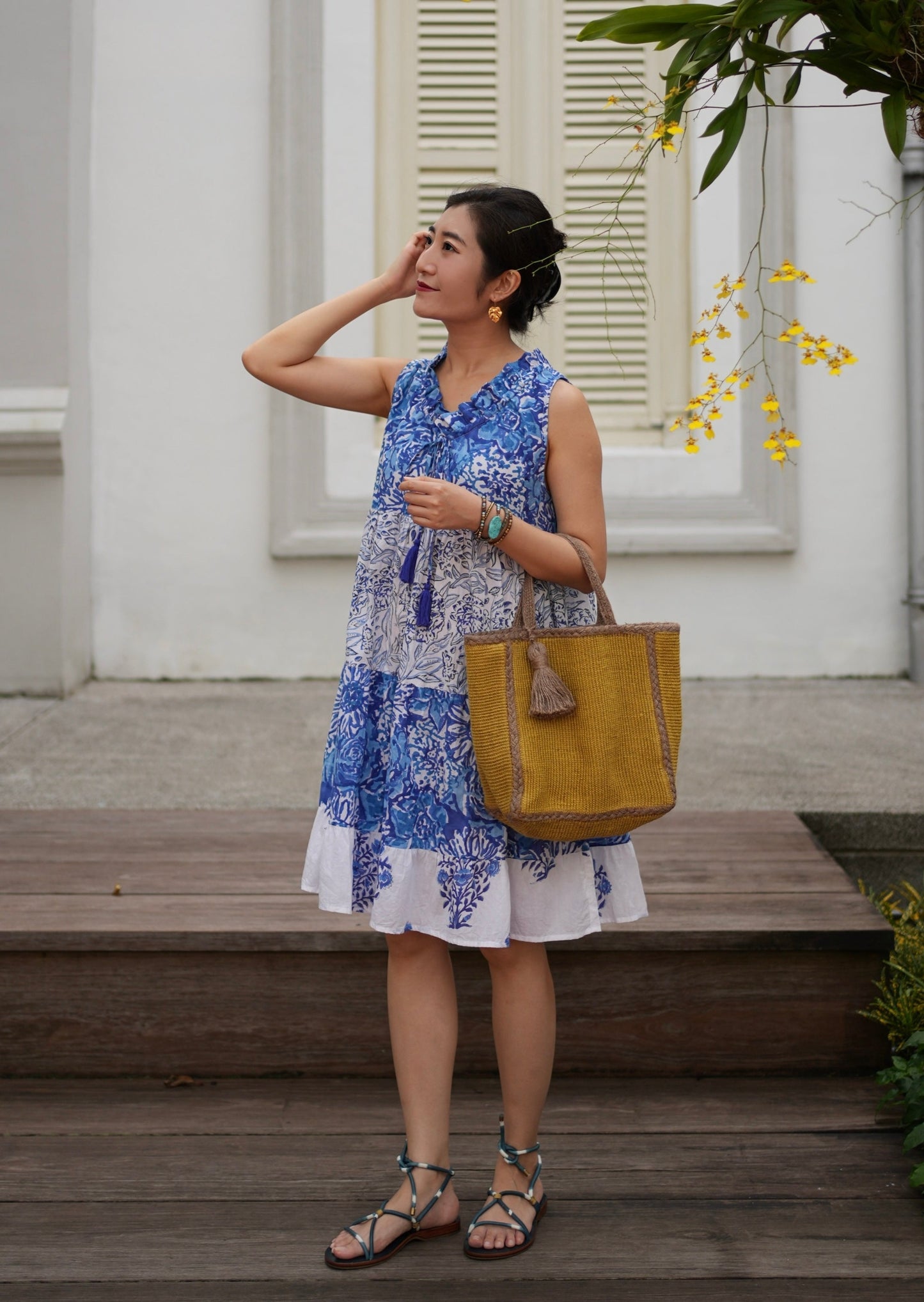Marie Mix- Print Dress - Blue Bloom