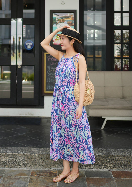 Dalis Dress - Navy Coral