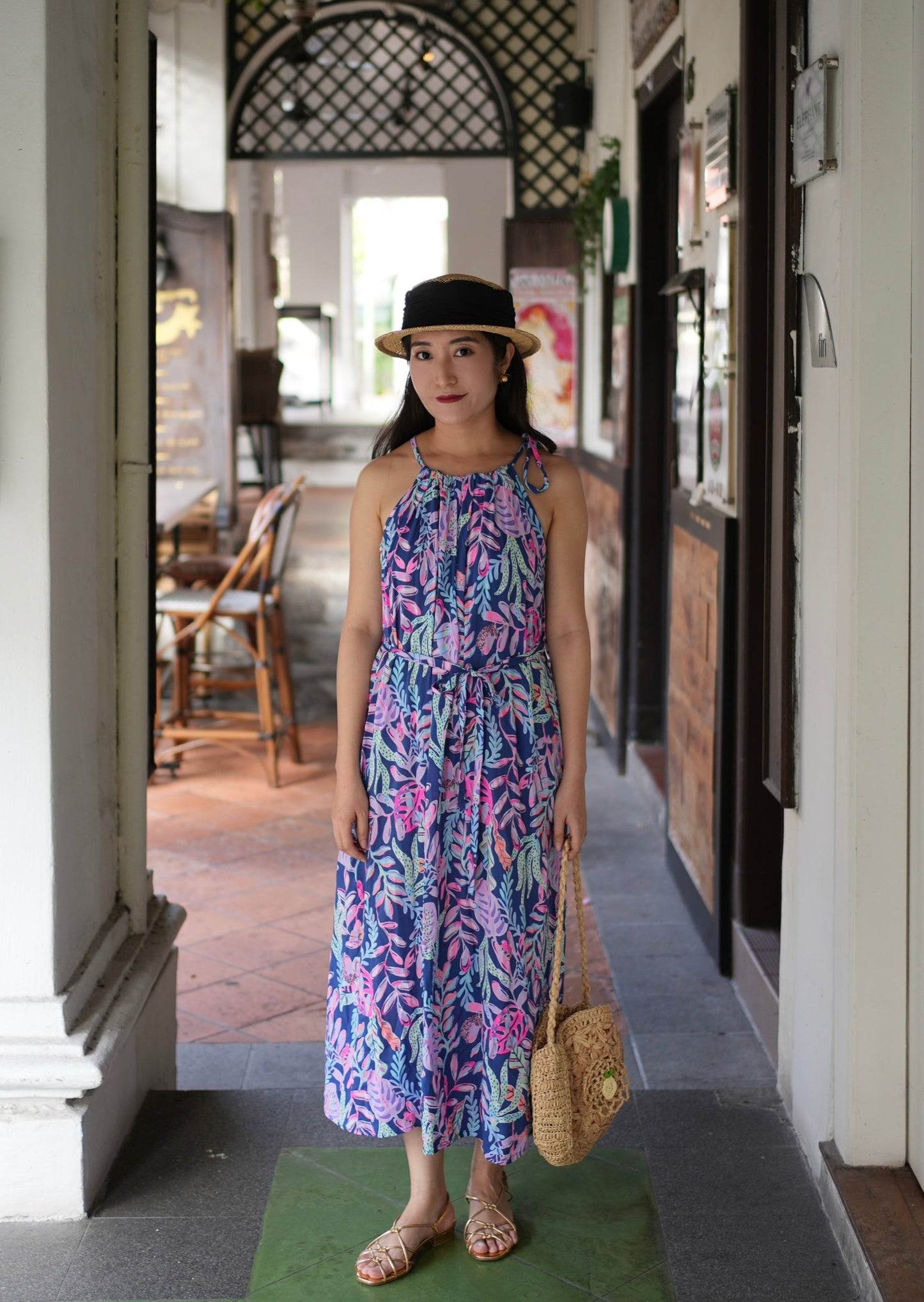 Dalis Dress - Navy Coral