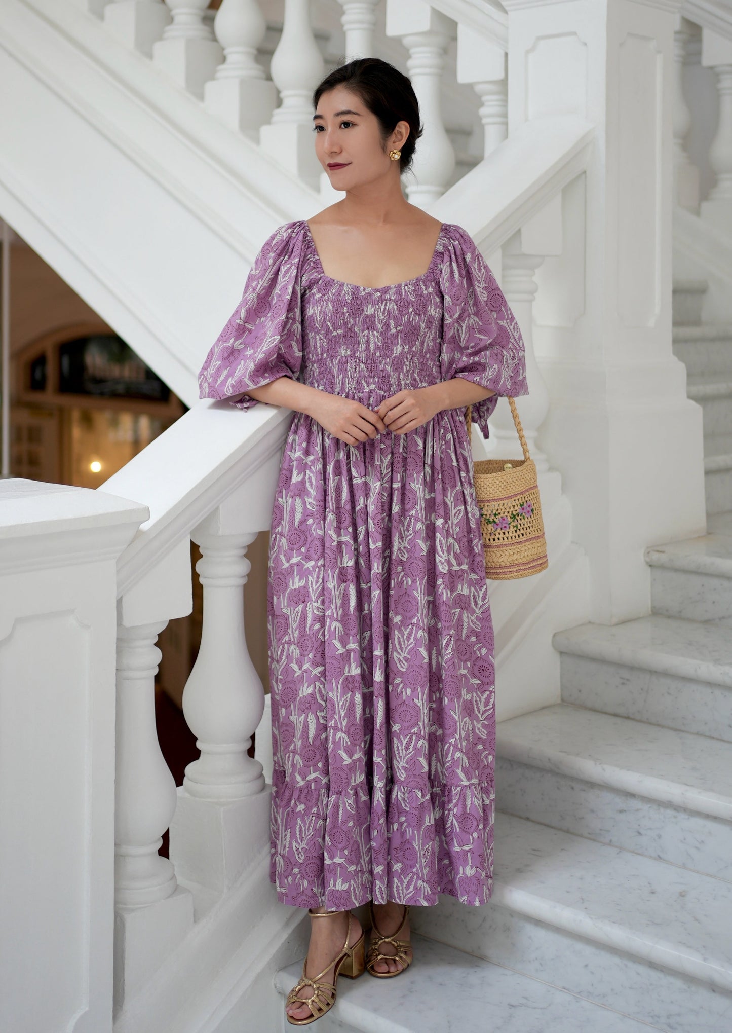 Renee Puff Sleeve - Lilac Floral