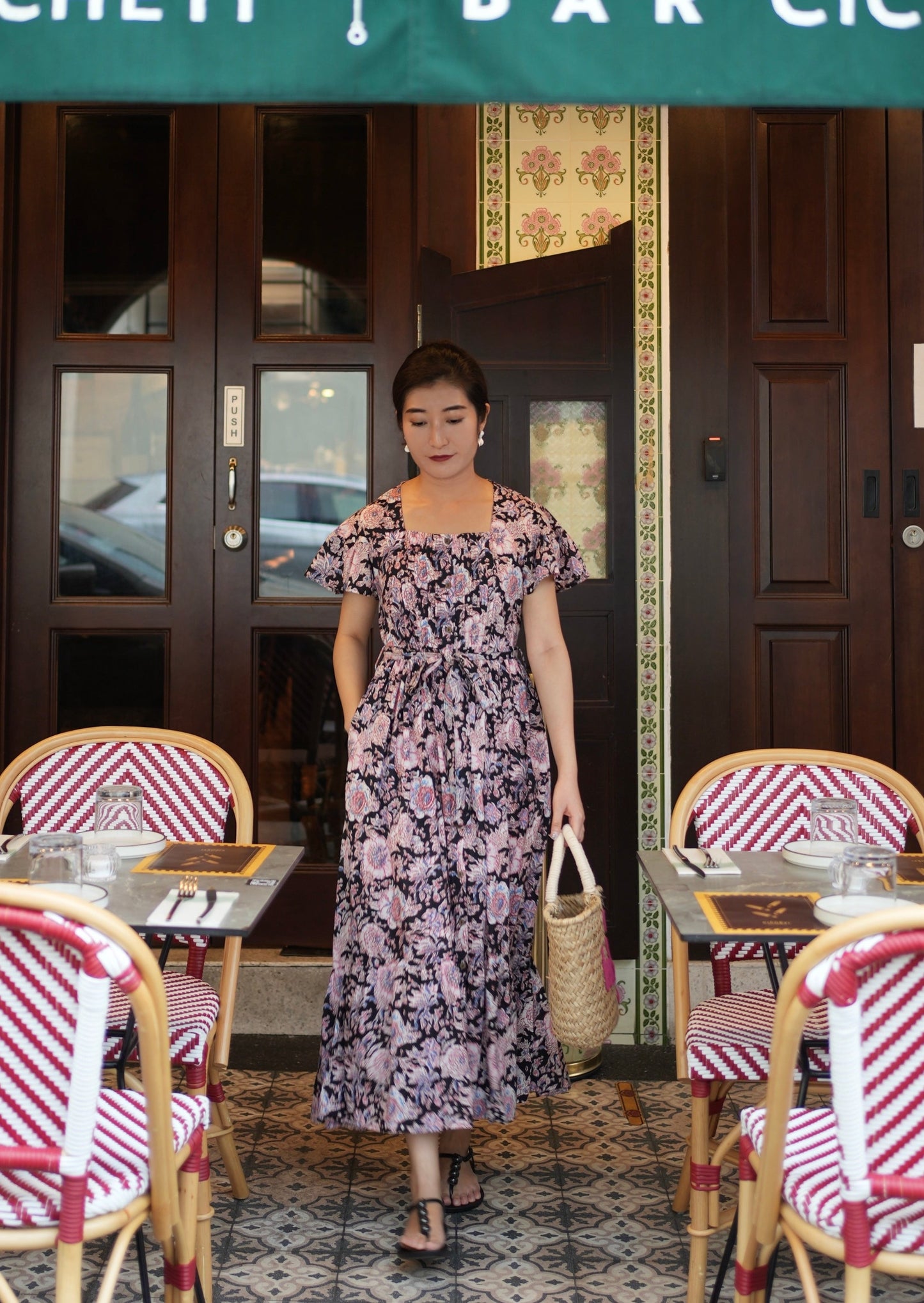 Amelia Pin Tuck Dress - Black Pink