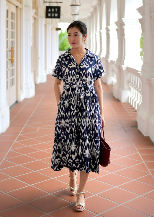 Whitney Shirt Dress - White Navy